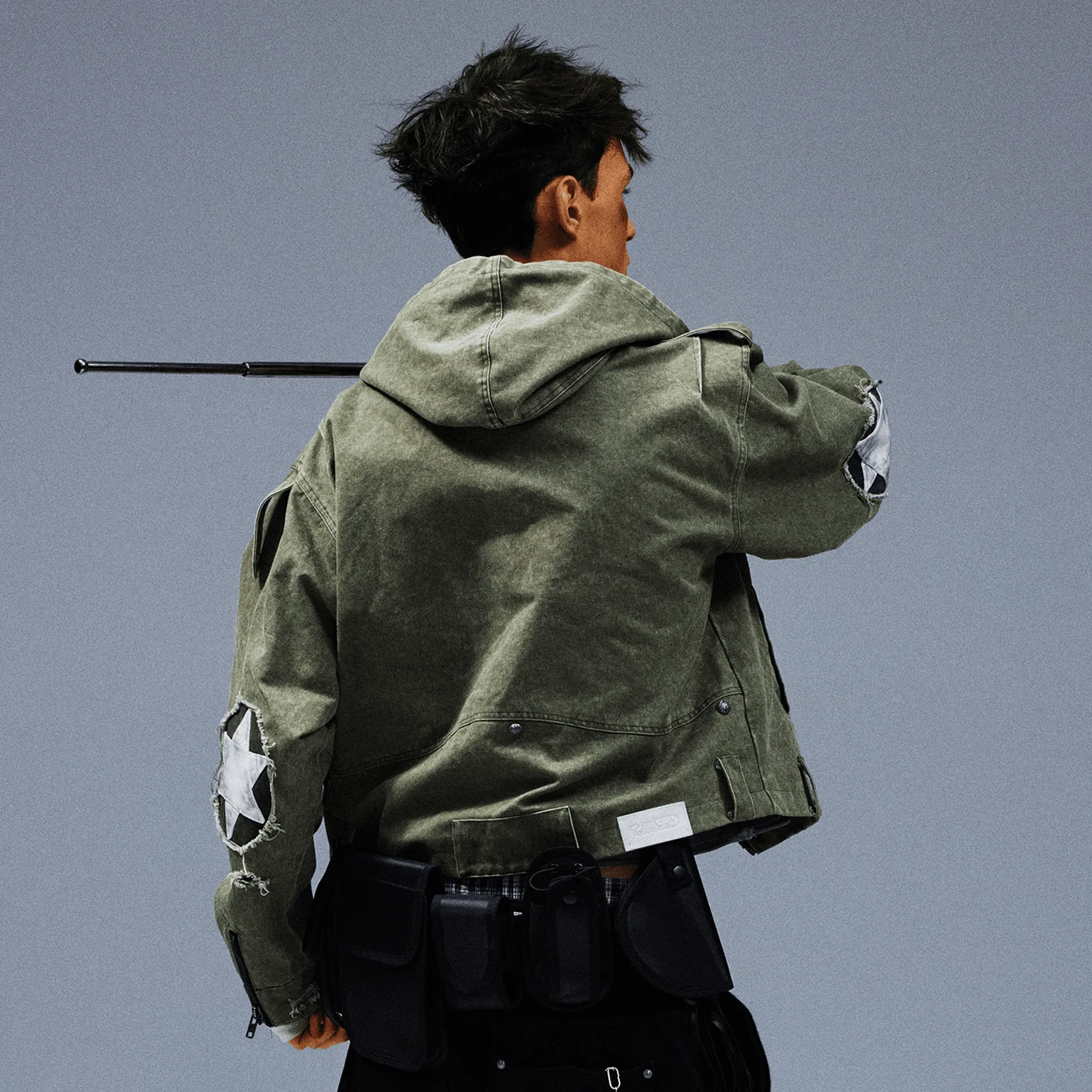 Washed and Distressed Vintage Workwear Jacket