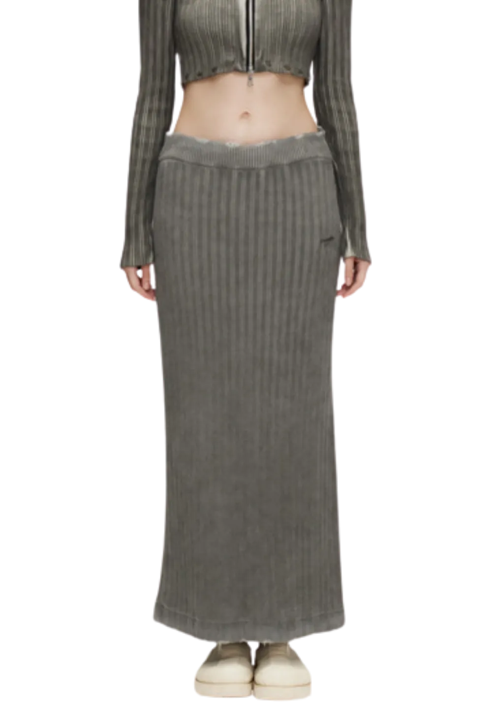 Washed Cotton Woven Maxi Skirt