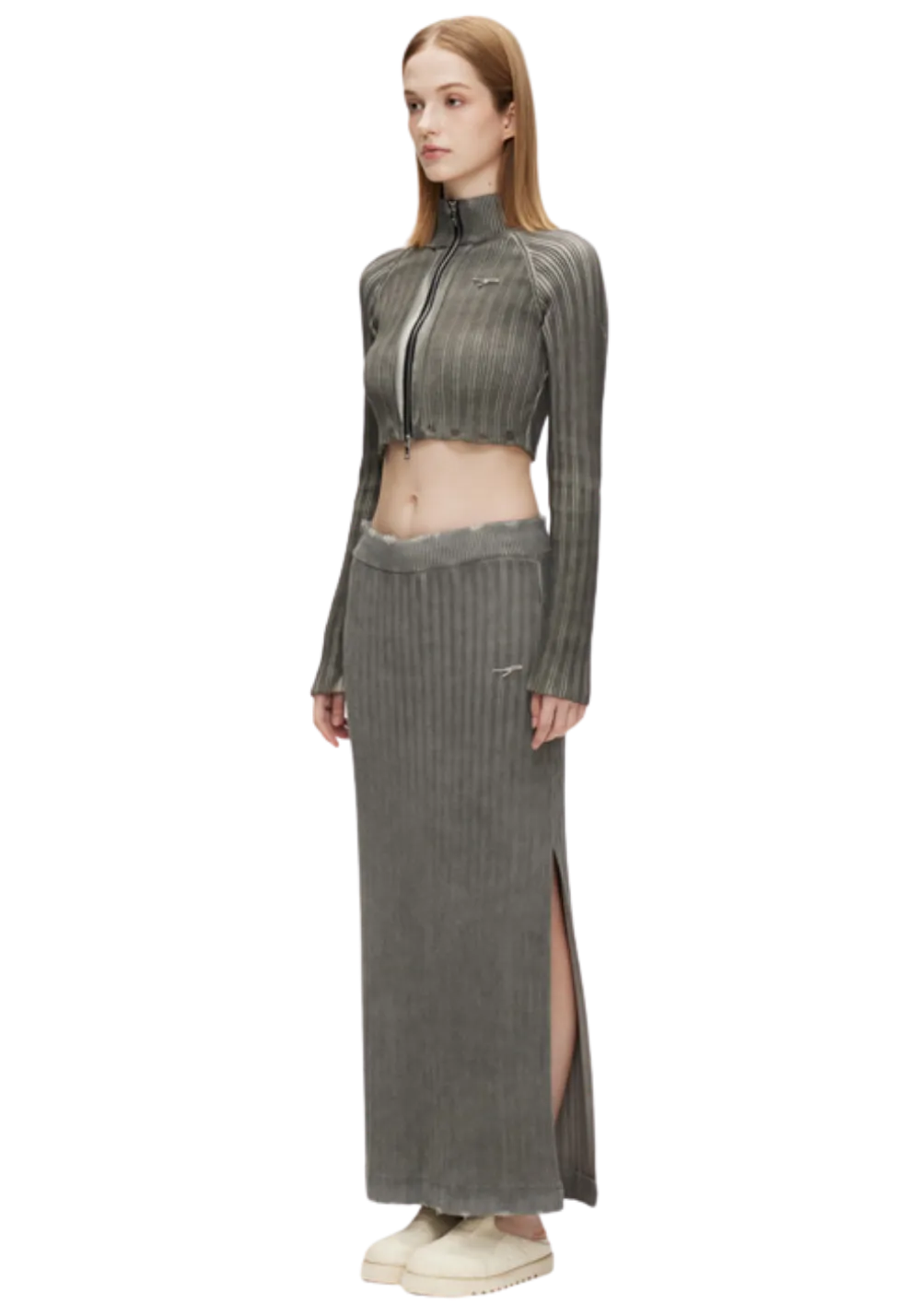 Washed Cotton Woven Maxi Skirt