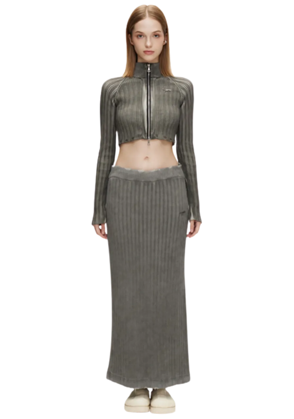 Washed Cotton Woven Maxi Skirt