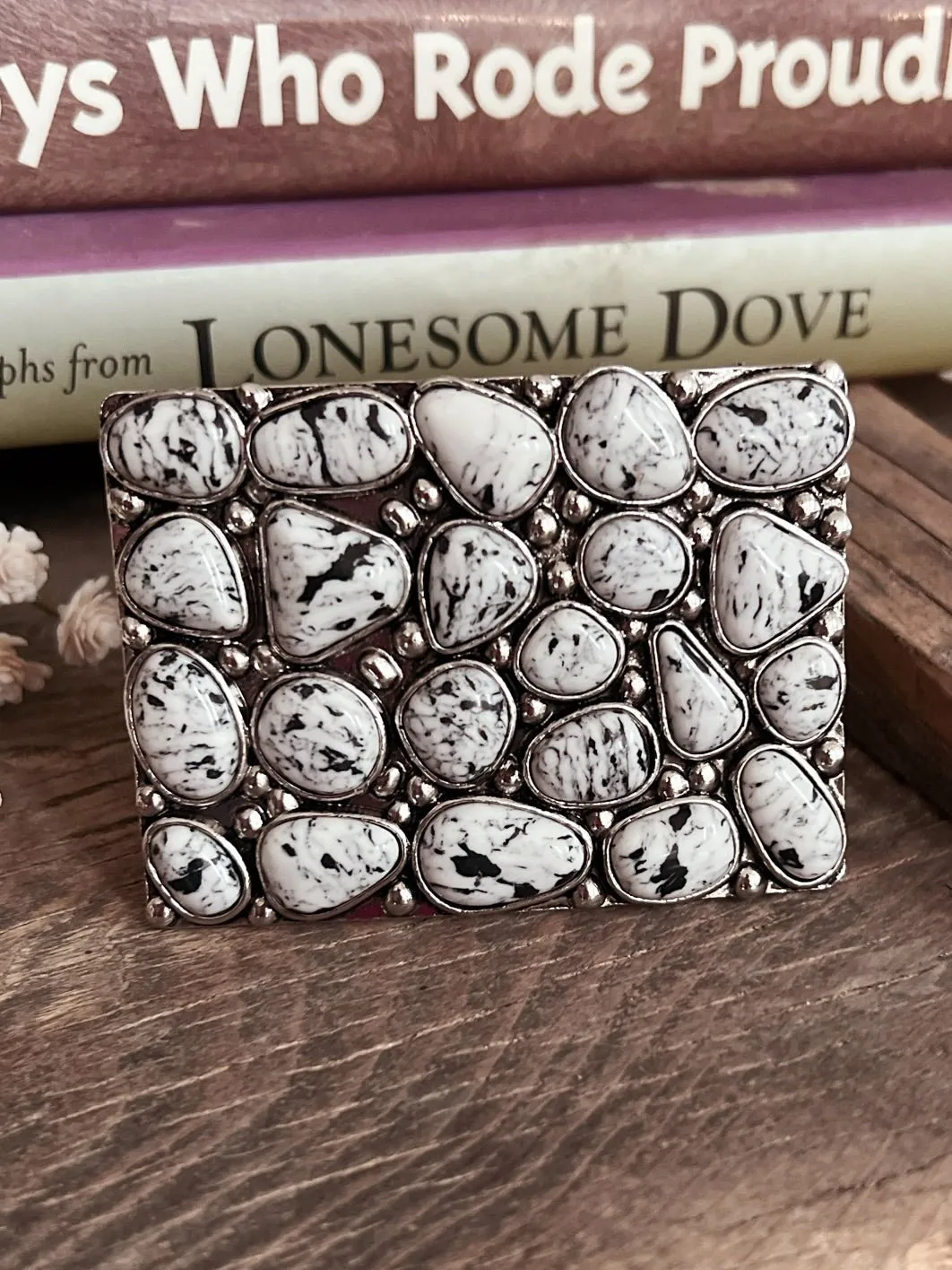 Western Style Stone Cluster Belt Buckle - 2 Colors