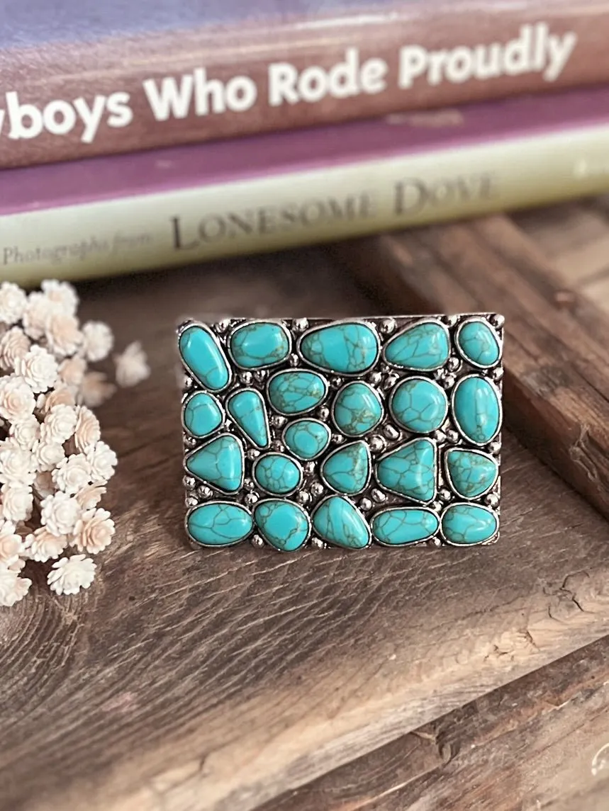Western Style Stone Cluster Belt Buckle - 2 Colors
