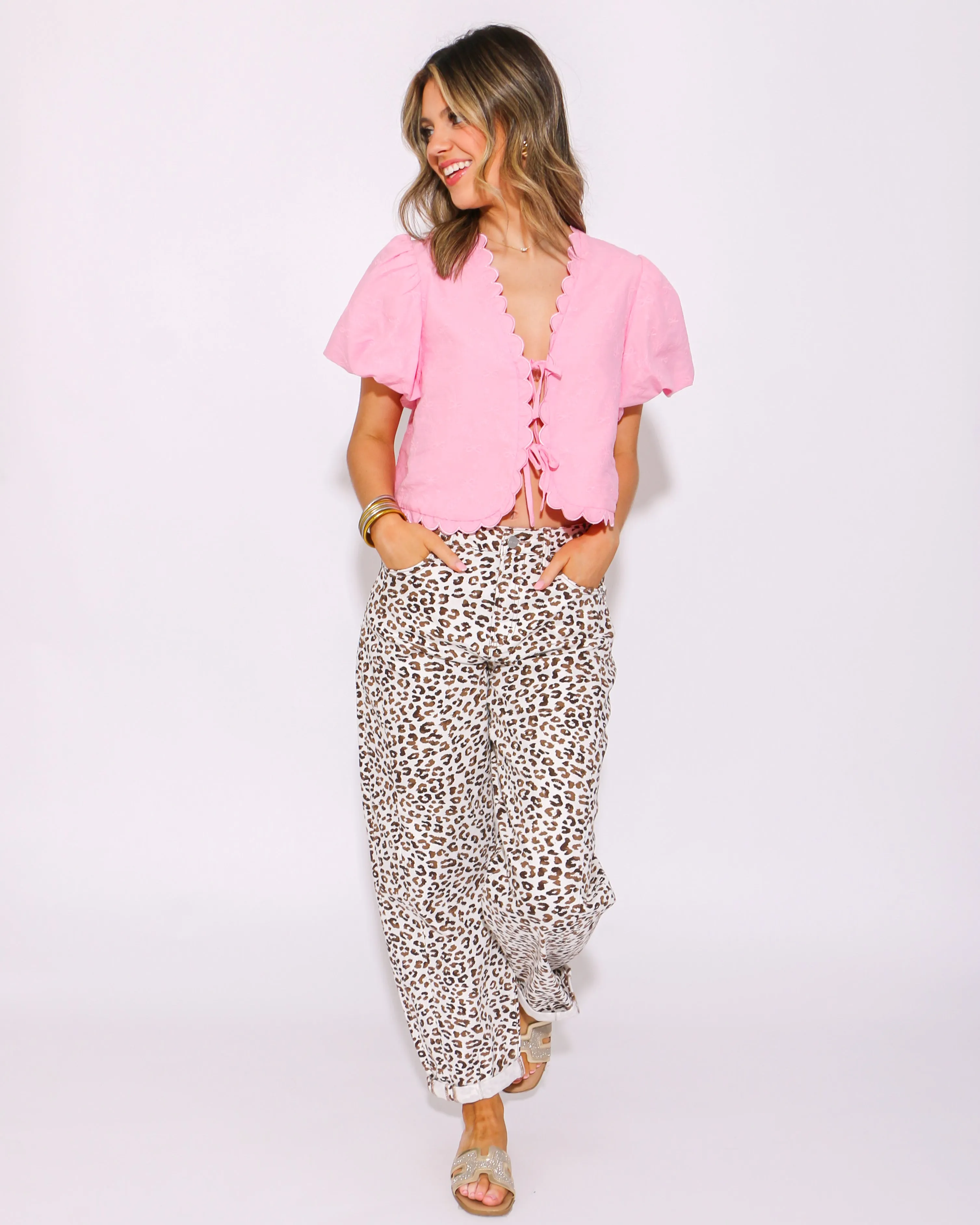 Wild Cropped Leopard Barrel Jeans