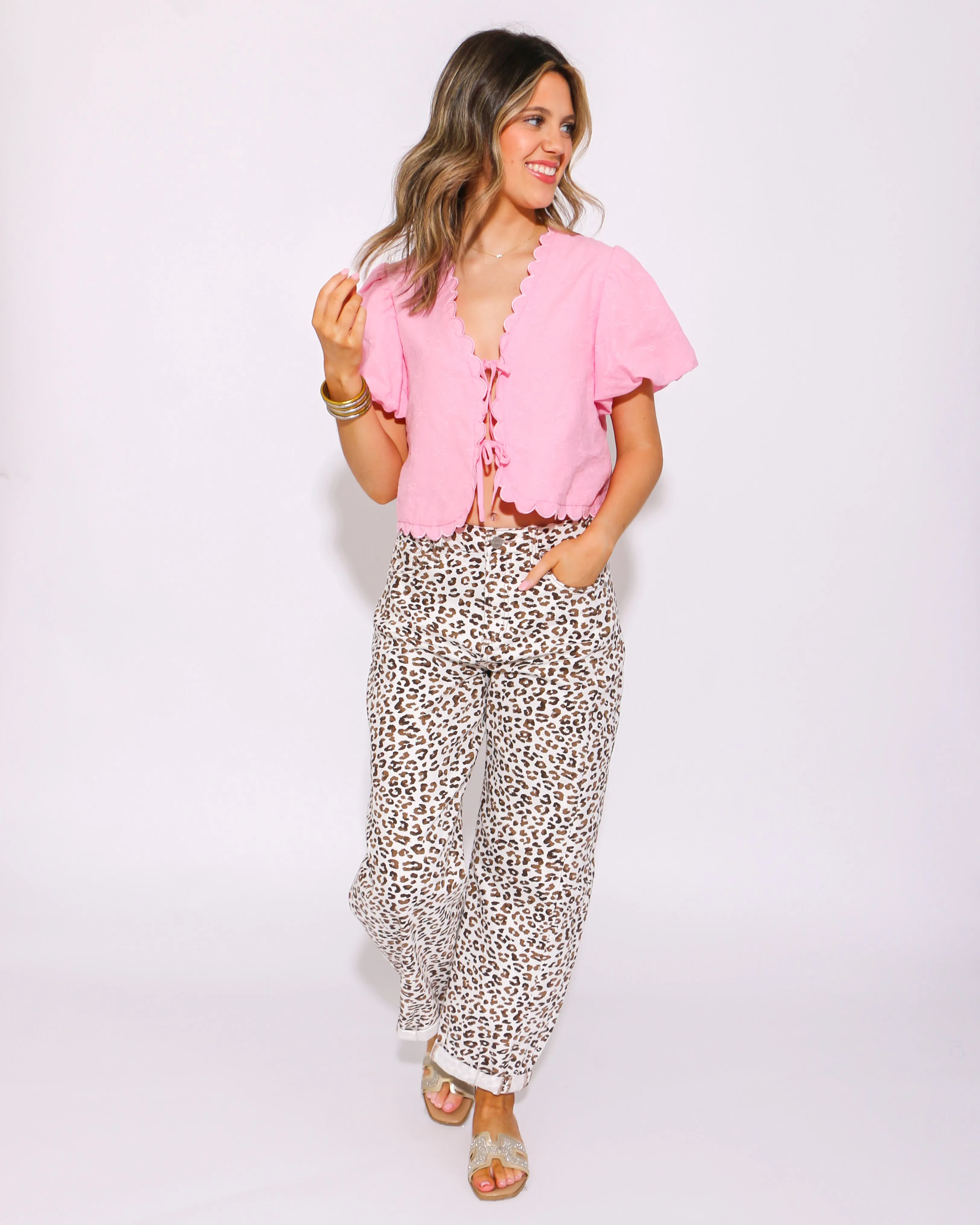 Wild Cropped Leopard Barrel Jeans