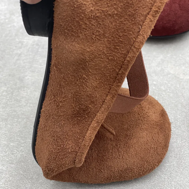 Women's Comfortable Slip-On Shoes Suede Ballet Flats with Bow