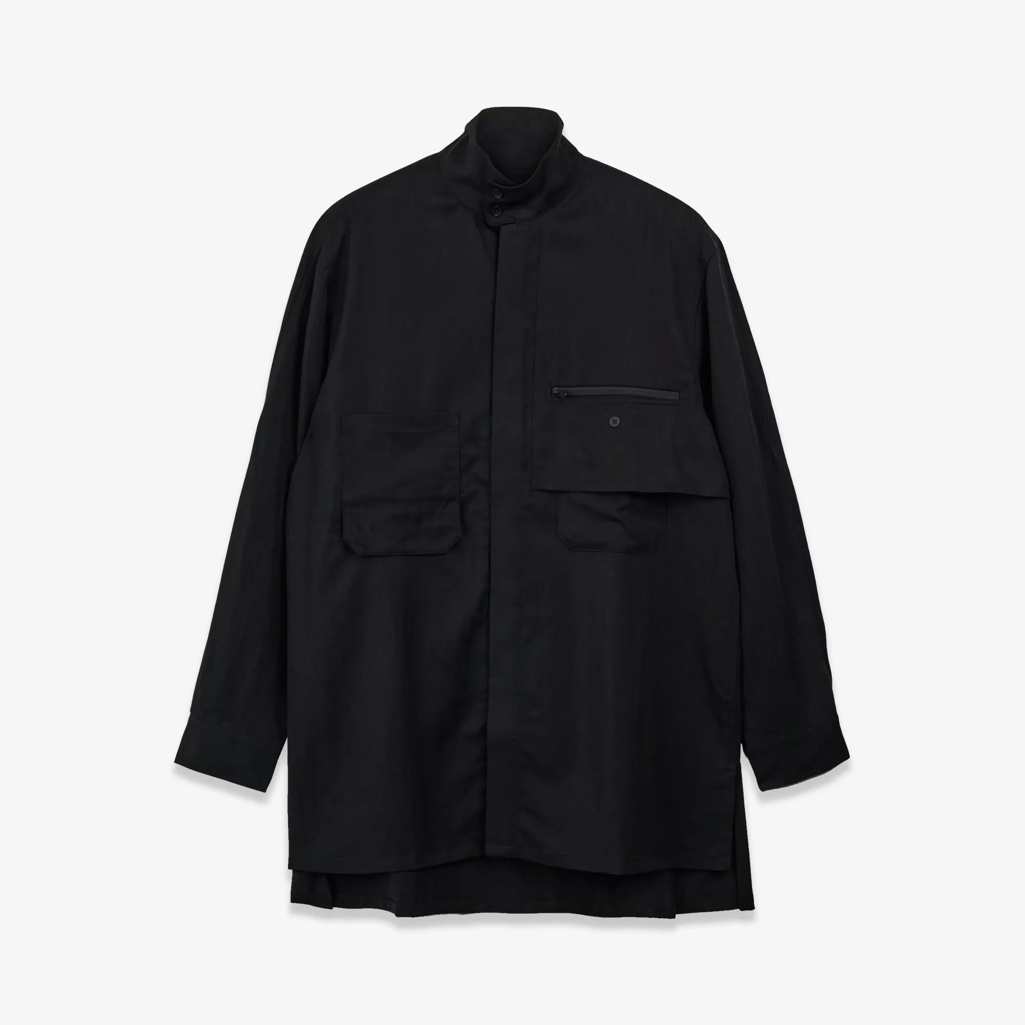 Y-3 | WASHED TWILL OVERSHIRT { BLACK