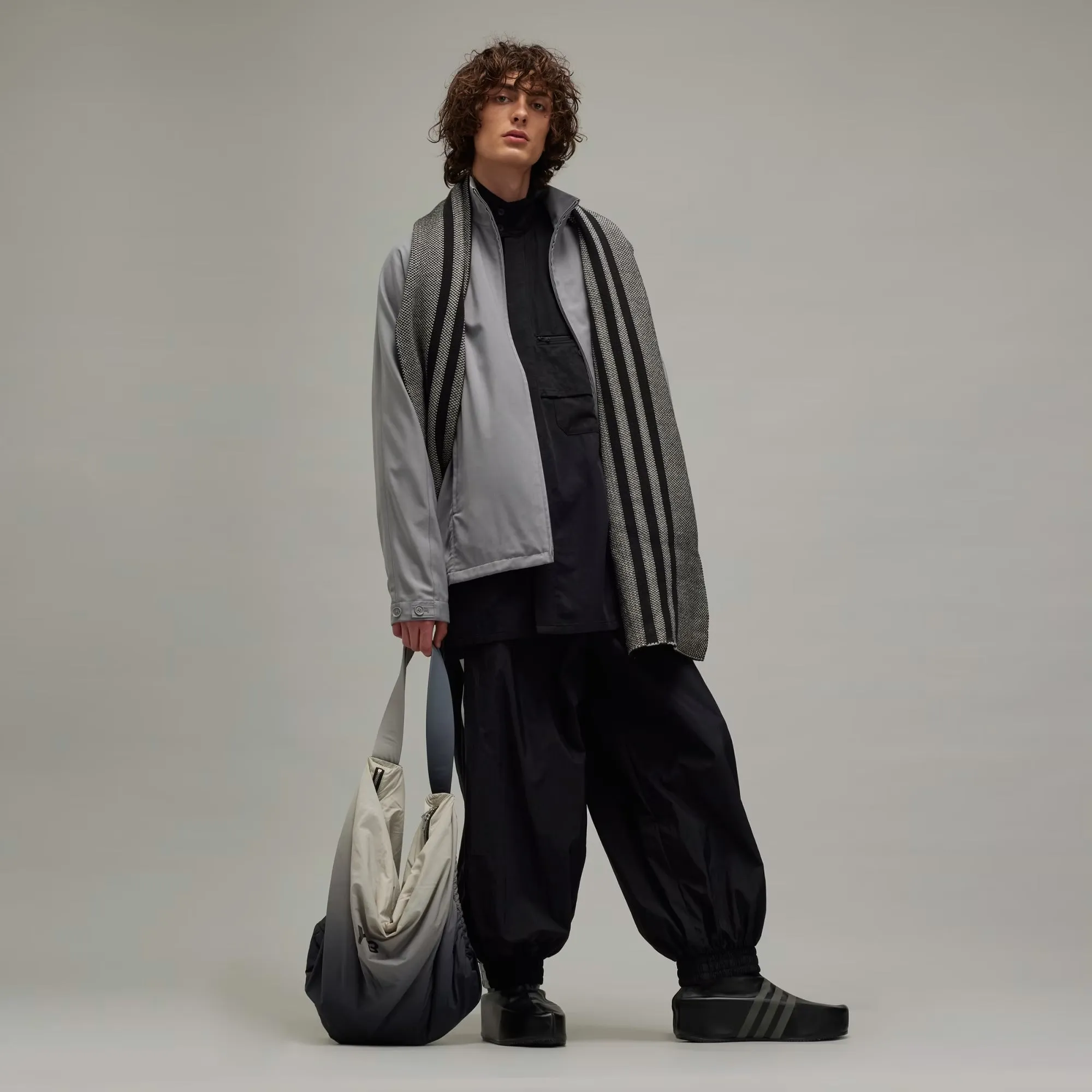 Y-3 | WASHED TWILL OVERSHIRT { BLACK