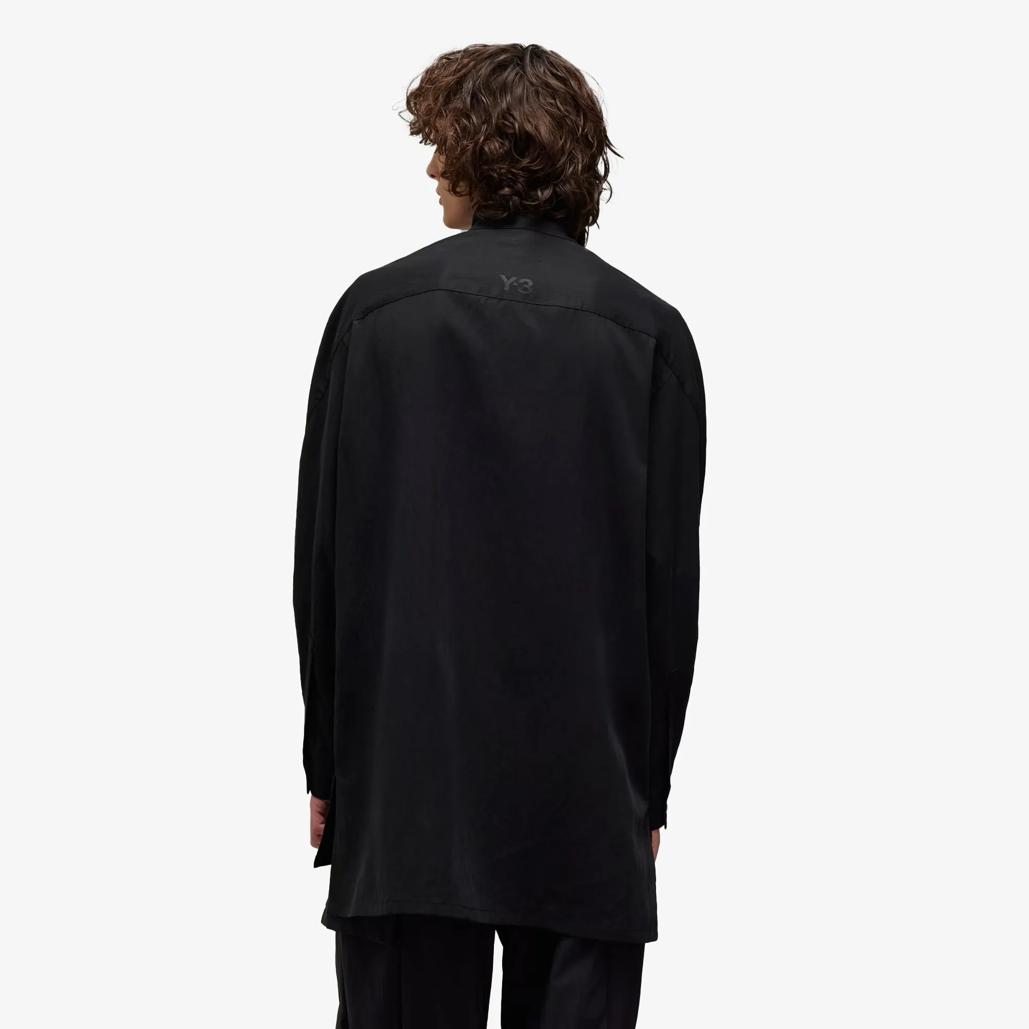 Y-3 | WASHED TWILL OVERSHIRT { BLACK