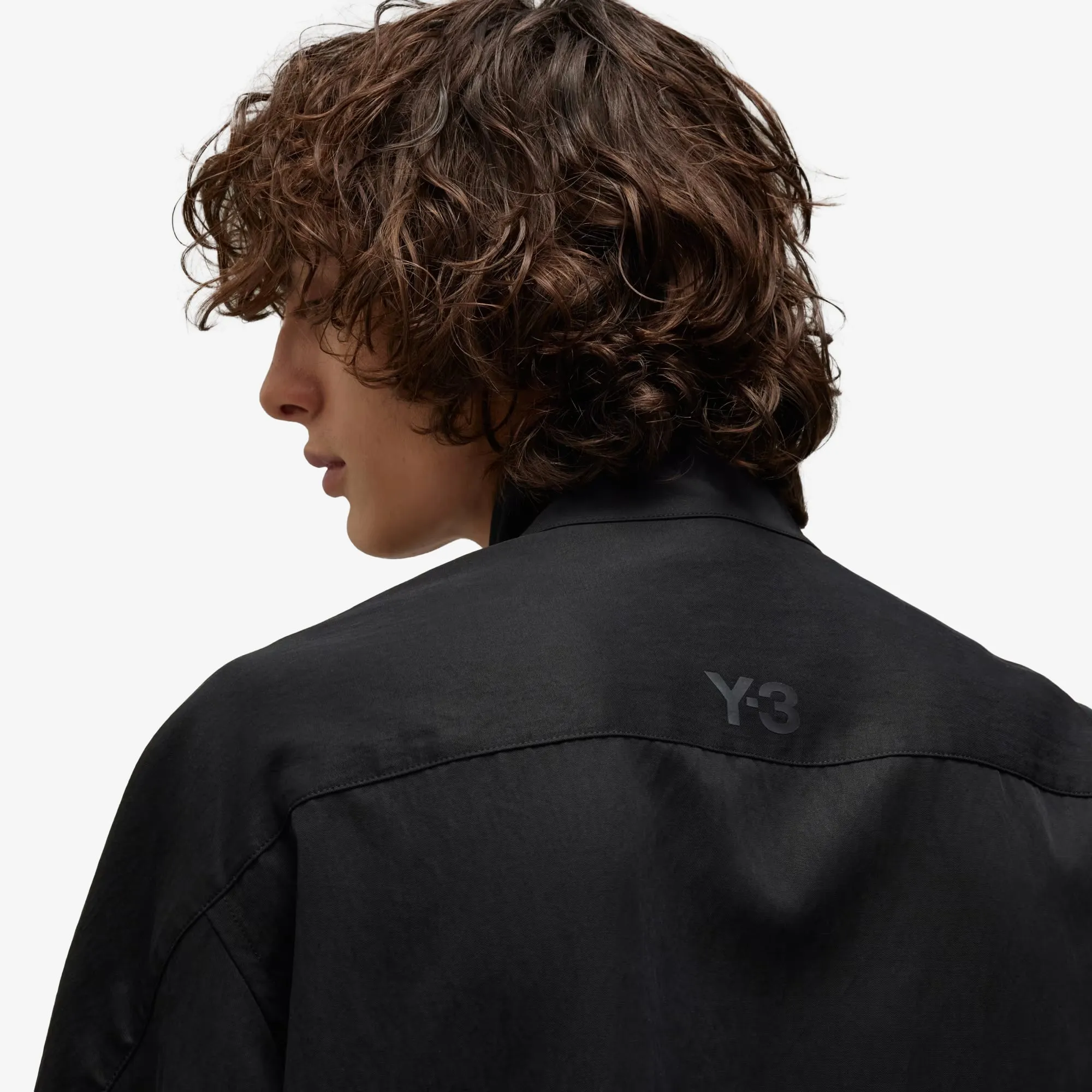 Y-3 | WASHED TWILL OVERSHIRT { BLACK